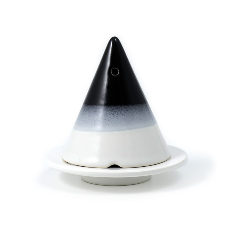 LAMPE MERLIN® - Dégradé Noir et Blanc : Diffuseur d'encens de poudre de Cade naturelle.