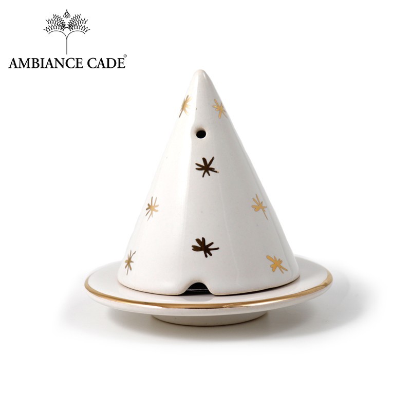 LAMPE MERLIN® - blanche étoilée : Diffuseur d'encens de poudre de Cade naturelle.