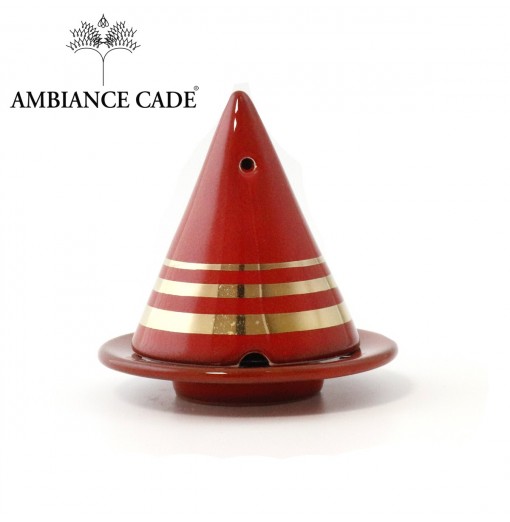 LAMPE MERLIN® - Rouge Dorée : Diffuseur d'encens de poudre de Cade naturelle.