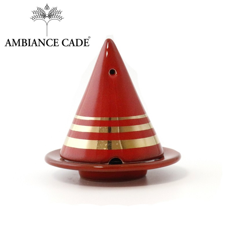 LAMPE MERLIN® - Rouge Dorée : Diffuseur d'encens de poudre de Cade naturelle.