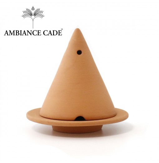 LAMPE MERLIN® - Terracotta : Diffuseur d'encens de poudre de Cade naturelle.