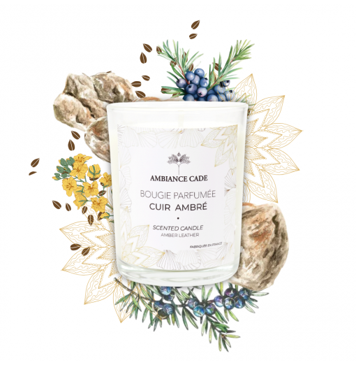 bougie parfumé cire végétale cuir mabré