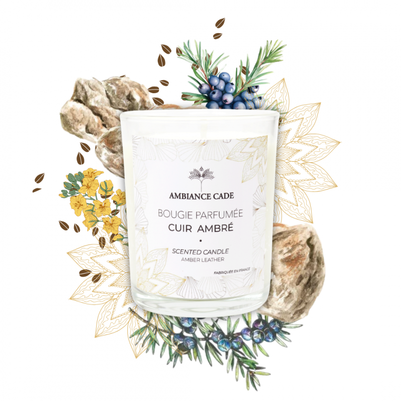 bougie parfumé cire végétale cuir mabré